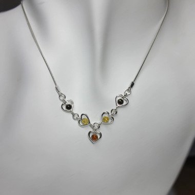 Collier, Halskette Aus Bernstein Mit Silberkette 925, Necklace Amber &