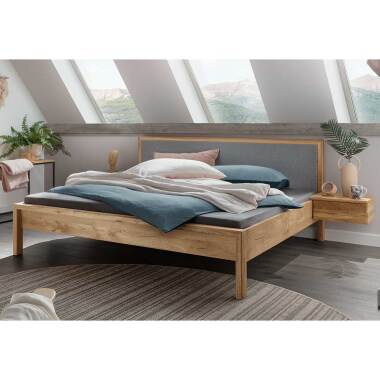 Franzoesisches Bett aus Wildeiche Massivholz