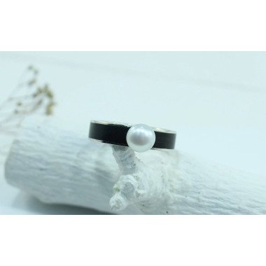 Holzring Mit Perle Für Frauen Weiß Schwarz Ring Schmuck Zu Bestellen