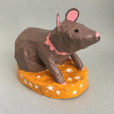 Kleine Ratte Papier Mache Skulptur Objet