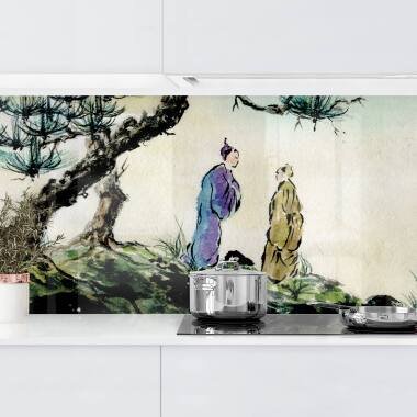 Küchenrückwand Japanische Aquarell Zeichnung
