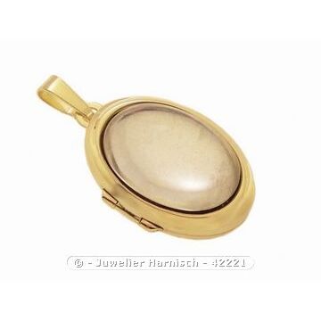 Medaillon aus Glas & Glas in Mondstein Optik Cabochon Gold 333 Medaillon