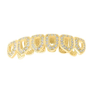 One size fits all Bottom Grillz CUBIC ZIRKONIA offen, gold