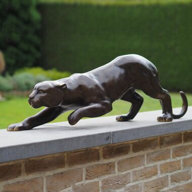 Robuste Garten Katzenfigur Bronze Panther