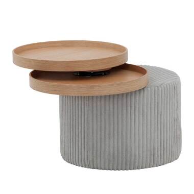 Runder Tisch aus MDF & Design Beistelltisch in Hellgrau Corstoff schwenkbaren
