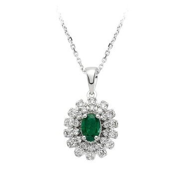 Smaragd Diamant Collier Weißgold 585