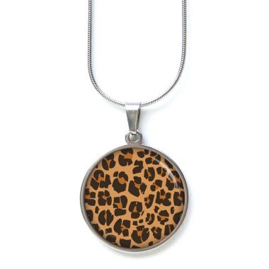 Edelstahlkette aus Bronze & Edelstahl Kette Leoparden Muster Leopard Geschenkidee