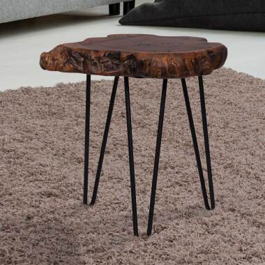 Einzigartiger Beistelltisch mit Baumscheiben Tischplatte Dattel Massivholz
