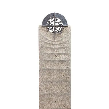 Grabkreuze aus Bronze mit Kreuz & Einzelgrab Grabstein Muschelkalk mit