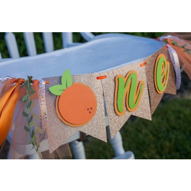 Little Cutie Hochstuhl Banner | Orange Geburtstagsdekoration