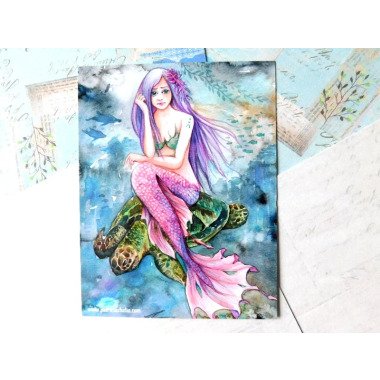 Meerjungfrau Postkarte 14, 5x14 cm Fantasy