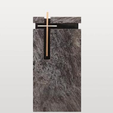 Moderner Urnen Grabstein aus Granit mit Bronze Kreuz Kaleko