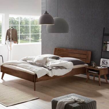 Nussbaumholz Bett 140x200 cm in modernem
