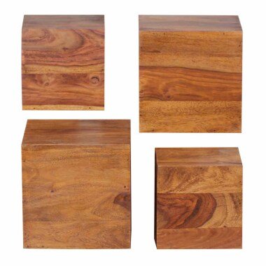 Regalwürfel aus Sheesham Massivholz 25 cm (vierteilig)