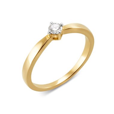 Solitär-Ring, Brillant, weiß/SI, Gold 375 poliert 17 Gold 375