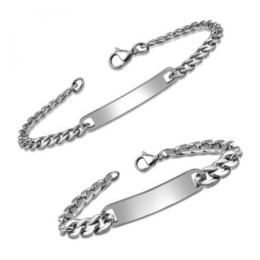 Armband aus Metall & Armband Set Couple in Silber Für Paare Mit Persönlicher