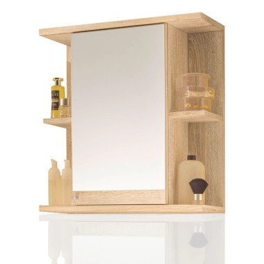 Badmöbel Spiegelschrank Badschrank mit Ablagen Sonoma