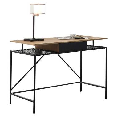 Design Schreibtisch in Holz Naturfarben Schwarz