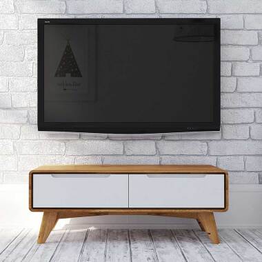 Fernseher Tisch in Weiß und Wildeiche 90 cm breit