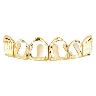 Gold Diamond Cut Grillz One size fits all HOLLOW Top