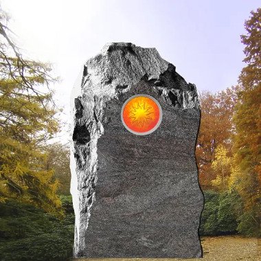 Grabstein für Einzelgrab aus Glas & Grabstein Felsen mit Sonnenglas