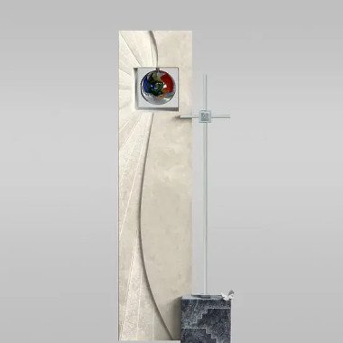 Günstiger Doppelgrabstein mit Glaselement & Doppelgrabstein Glas & Metall