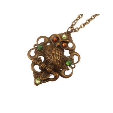 Halskette Mit Eule in Bronzefarben Wald Tiere Mädchen Schmuck Geschenkidee