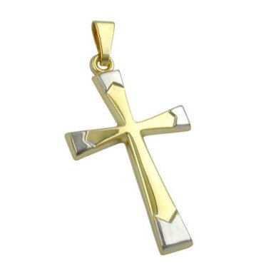 Konfirmationsschmuck aus Metall & SIGO Anhänger, Kreuz bicolor, Gold 375