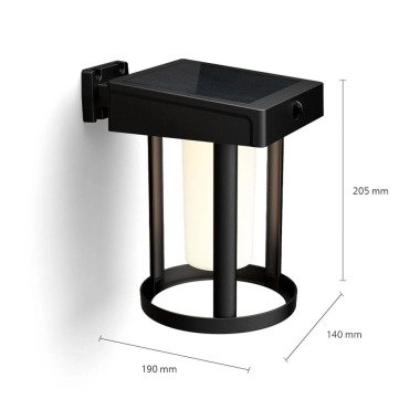 Philips LED-Solar-Wandlampe Camill, schwarz/weiß