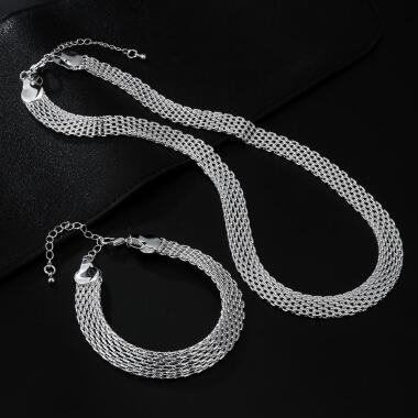 S925 Sterling Silber Net Kette Armband Halskette