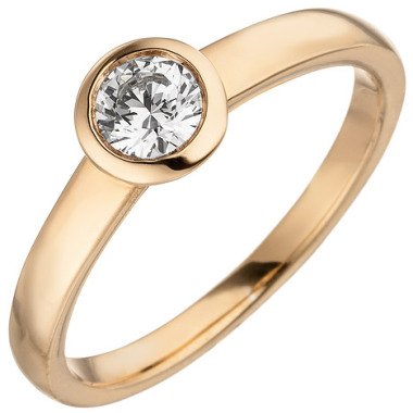 SIGO Damen Ring 585 Gold Rotgold 1 Diamant Brillant 0,15 ct. Diamantring