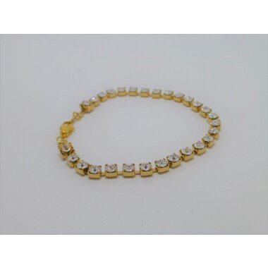 Swarovski Kristall-Chain Tennis-Armband Gold Crystal Oder White Opal, Geschenk