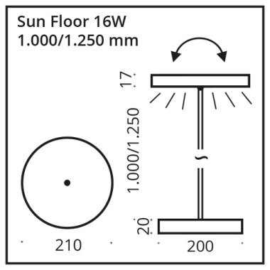Top Light SUN FLOOR LED-Leseleuchte 100cm/21cm