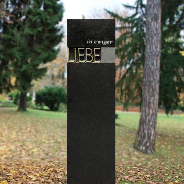 Urnengrabstein in Schwarz & Grabstein Stele schwarz mit Bronze kaufen Eterno