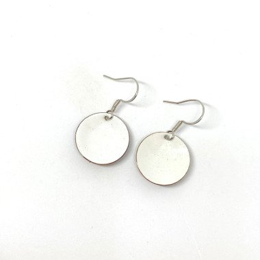 925 Silber Emaille Ohrringe Weiß | Schmuck Ohrhänger Ohrhaken Emailleschmuck