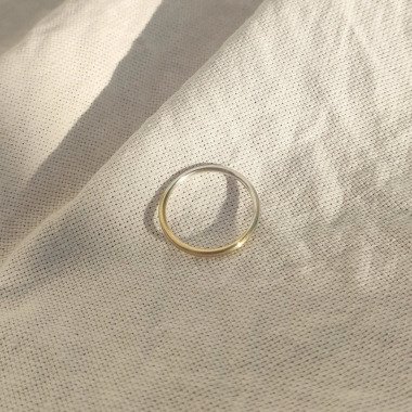 Bicolor Ring, 585 Gold Und 925 Silber, Ehering, Minimalistisch