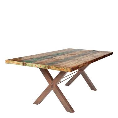 Esszimmer Tisch im Shabby Chic Design Sheesham Recyclingholz und Eisen