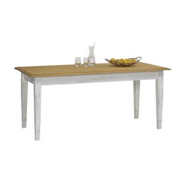 Holzesstisch aus Holz & Landhaus Esstisch aus Fichte Massivholz Weiß und Holz