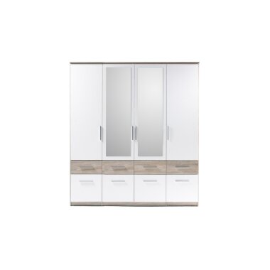 Kleiderschrank Spiegel Sonoma Eiche weiß 180 cm BOX