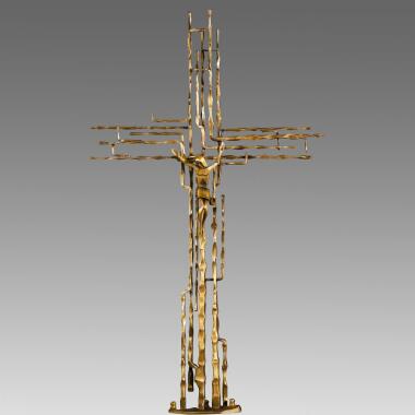 Modernes Metall Grabkreuz mit Jesus Christus