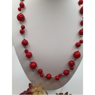 Perlenkette Rot Glasperlen Kette Geschenk, Glasperlenkette Mit Roten Und