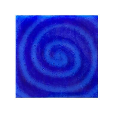 Quadratische Glasdeko mit Spiral-Muster blau Glasornament Qu-24