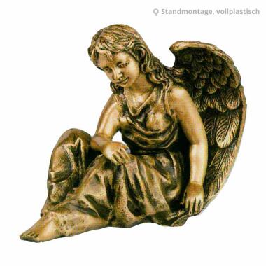 Schutzengel Figur aus Naturstein & Schutzengel Figur sitzend aus Bronze