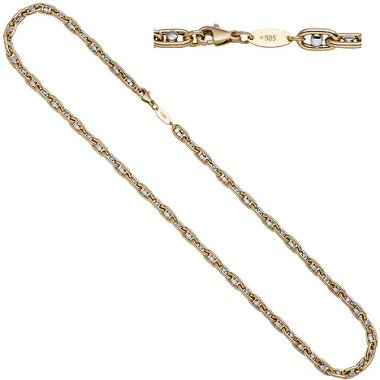 SIGO Halskette Kette 585 Gold Gelbgold Weißgold bicolor 55 cm Goldkette