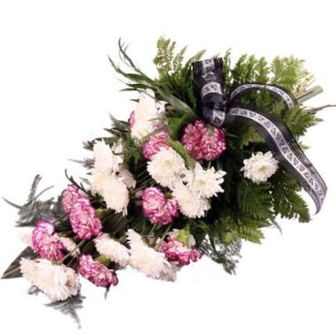 Trauerstrauß in Rosa-Lila-Weiß mit Chrysanthemen
