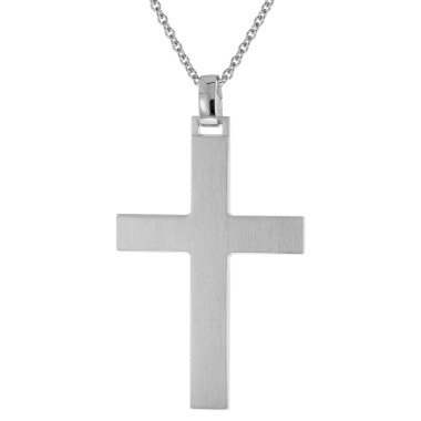 trendor 51938 Herren-Halskette mit Kreuz 925 Silber Matt