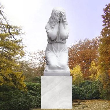 Urnengrabstein mit Statue & Grabmal Trauernde Frau