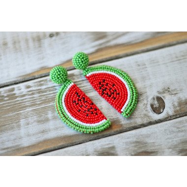 Verdadierte Wassermelone Ohrringe Food Obst Bestickten Schmuck Sommer Trendy