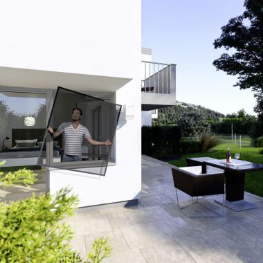 Windhager Fliegenschutz-Fenster Cool 140 x 150 cm Aluminium anthrazit individu