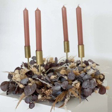 Adventskranz beige aus Trockenblumen | 35 cm